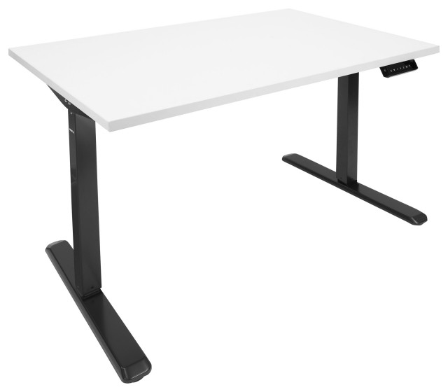 Electric SitStand Black Desk Frame with White Tabletop by MountIt