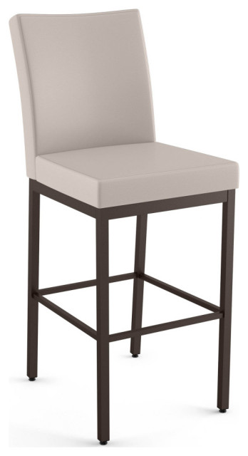 Amisco Perry Counter and Bar Stool, Cream Faux Leather / Dark Brown Metal, Counter Height
