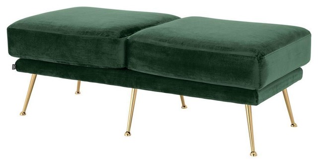 Green Velvet Bench Eichholtz Tahoe Midcentury Upholstered