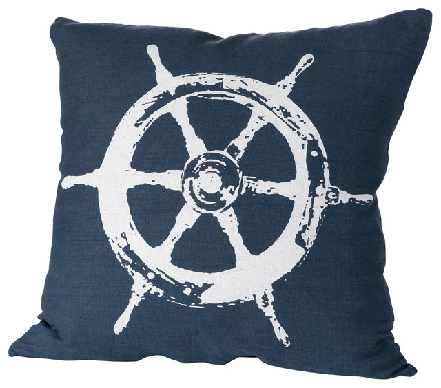 Montauk Wheel Pillow, Navy/White