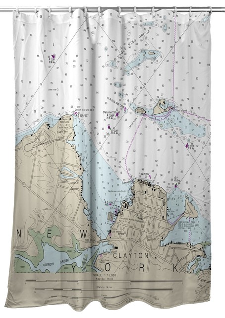 Betsy Drake Clayton Ny Nautical Map Shower Curtain Contemporary