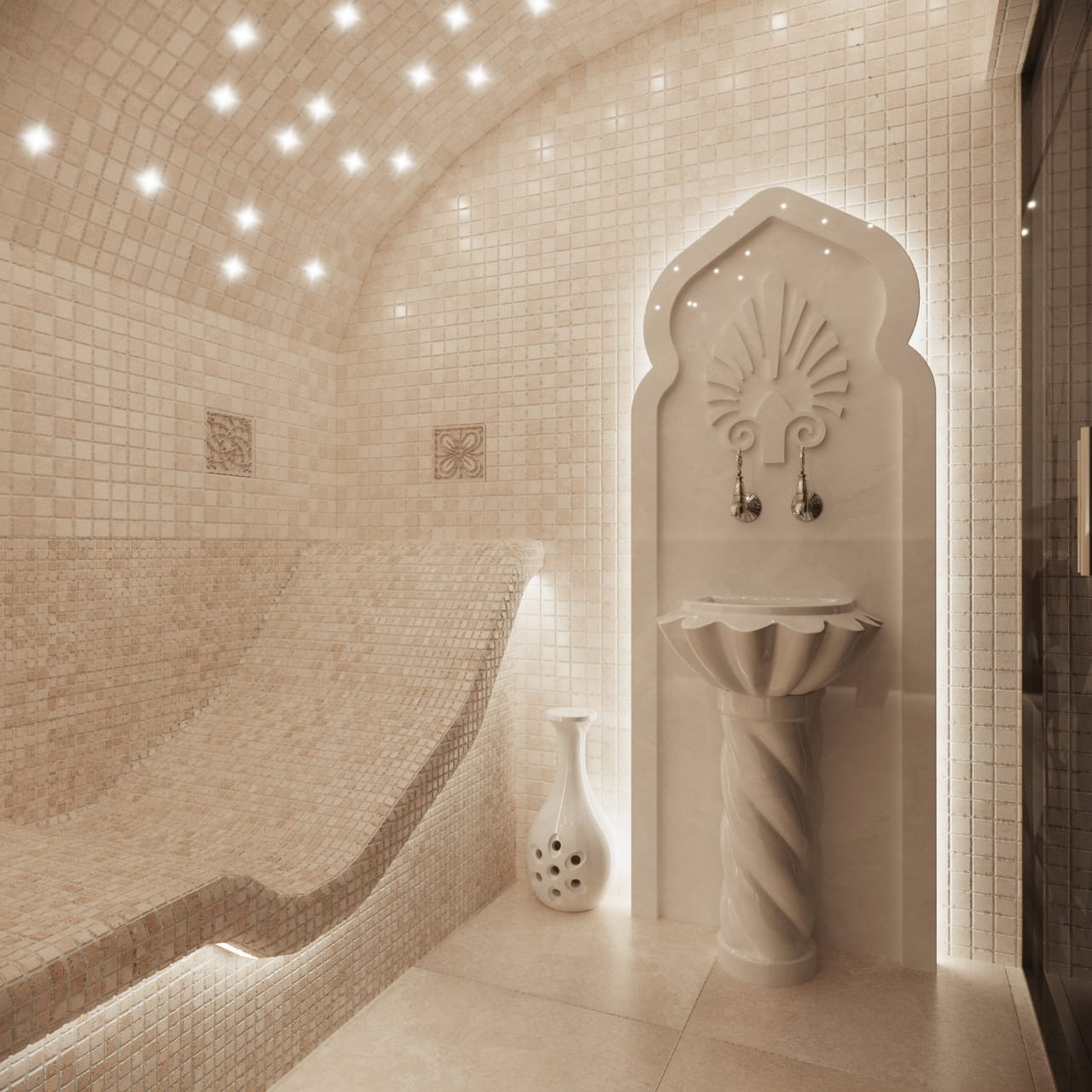 Турецкая баня (хамам) с курной на пьедестале