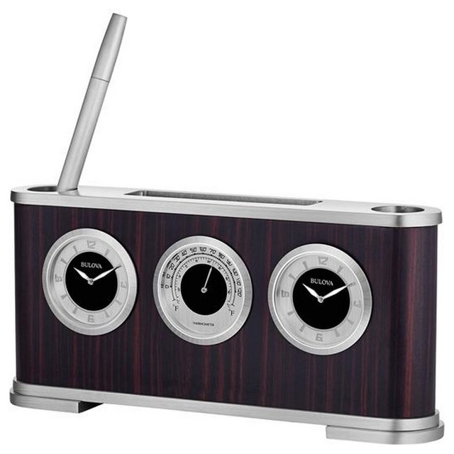 Executive Dual Timezone And Thermometer Desk Clock