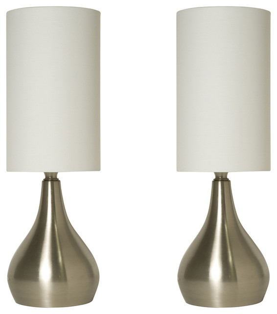 Modern Table Lamp 18 Tall 3 Way Switch Feature And White Shade Set Of 2