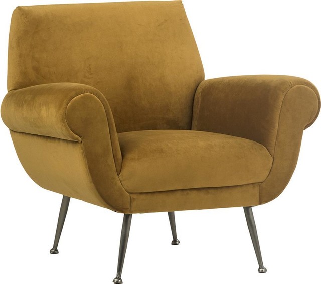DOVETAIL CHAMBLEY Occasional Chair Mustard Velvet Upholstery