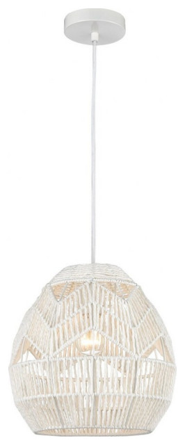 -Transitional Style w/  inspirations-Paper Rope 1 Light Mini Pendant-12 Inches