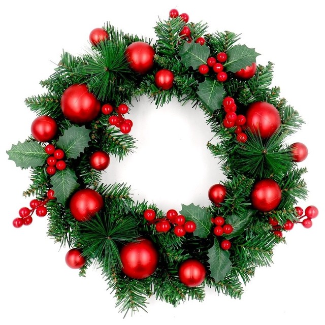 Decorative Christmas Wreath Green And Red