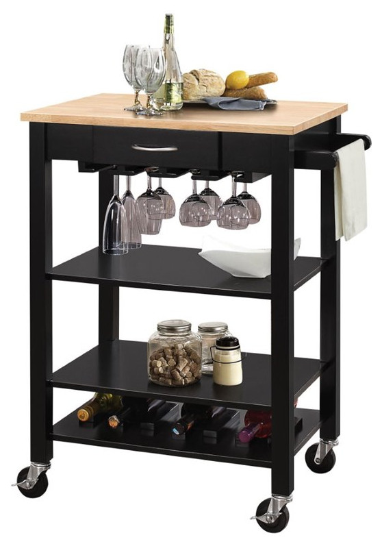 ACME Ottawa Kitchen Cart in Natural and Black Industrial Kitchen