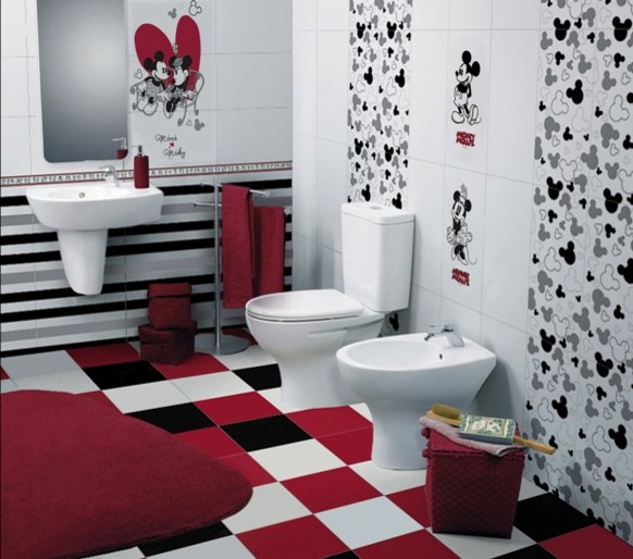 Children's Bathroom with Disney Tiles Contemporary