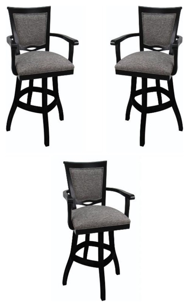 Home Square 34" Swivel Solid Wood Extra Tall Bar Stool in Mojave Gray Set of 2 Transitional