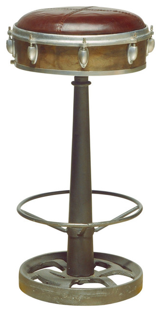 Finish Wright Leather Cast Iron Bar Stool With Brown Finish Wright Leather Cast Iron Bar Stool With Brown