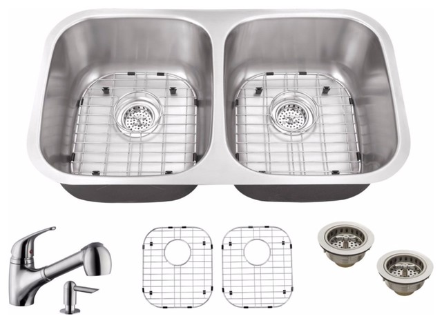 32 25 50 50 Stainless Steel Kitchen Sink And Low Profile Faucet