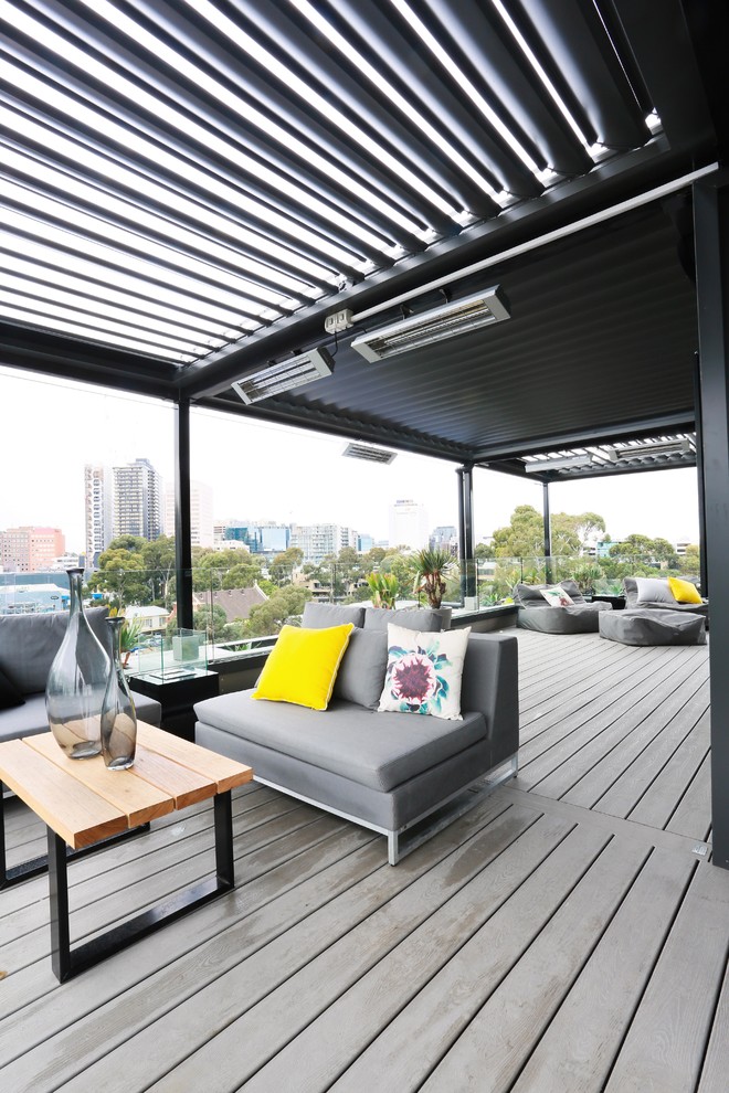 Inspiration for a large contemporary deck in Sydney with a pergola.