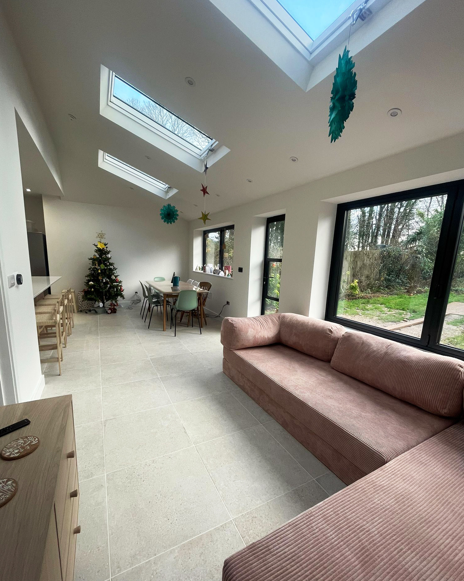 Open-plan living and dining space
