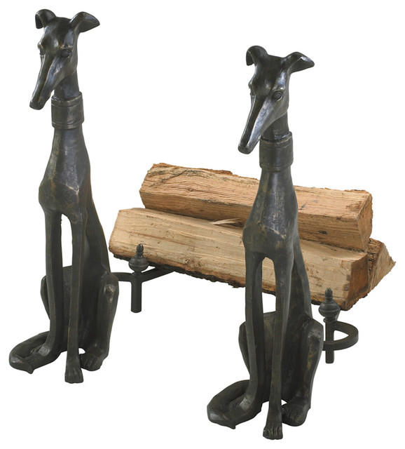 Canyon Bronze 24 Dog Andirons Contemporary Fireplace Grates
