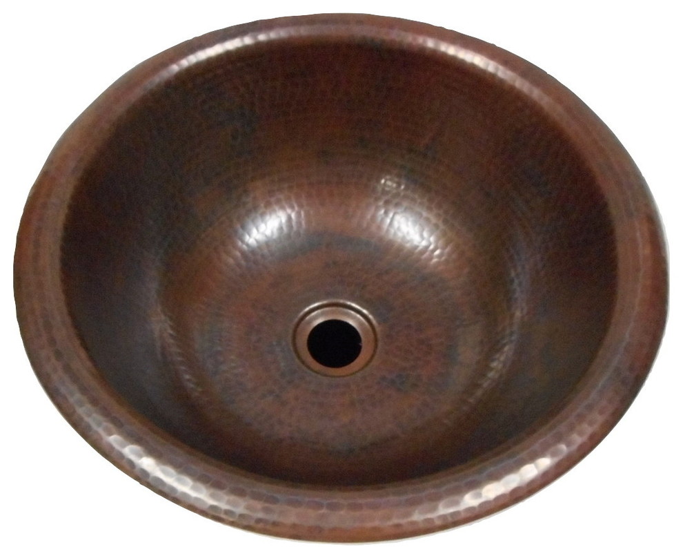 Small 14 Hammered Round Copper Bath Sink Drop In Or Hammered Round Copper Bath Sink