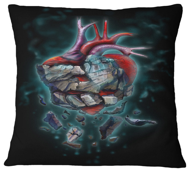 Stone Heart Revival Abstract Throw Pillow, 18"x18"