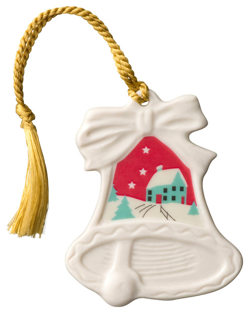 Belleek Christmas Scene Bell Ornament - Traditional - Christmas Ornaments - by Tableware Gallery