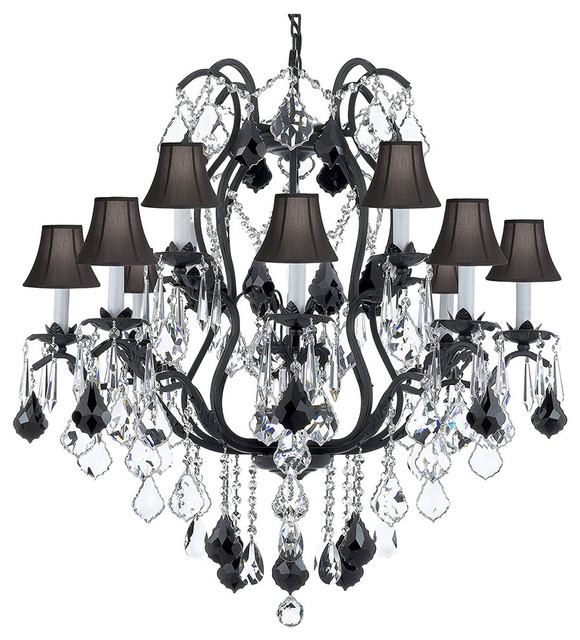 Wrought Iron Crystal Chandelier, Wrought Iron Empress Crystal Chandeliers