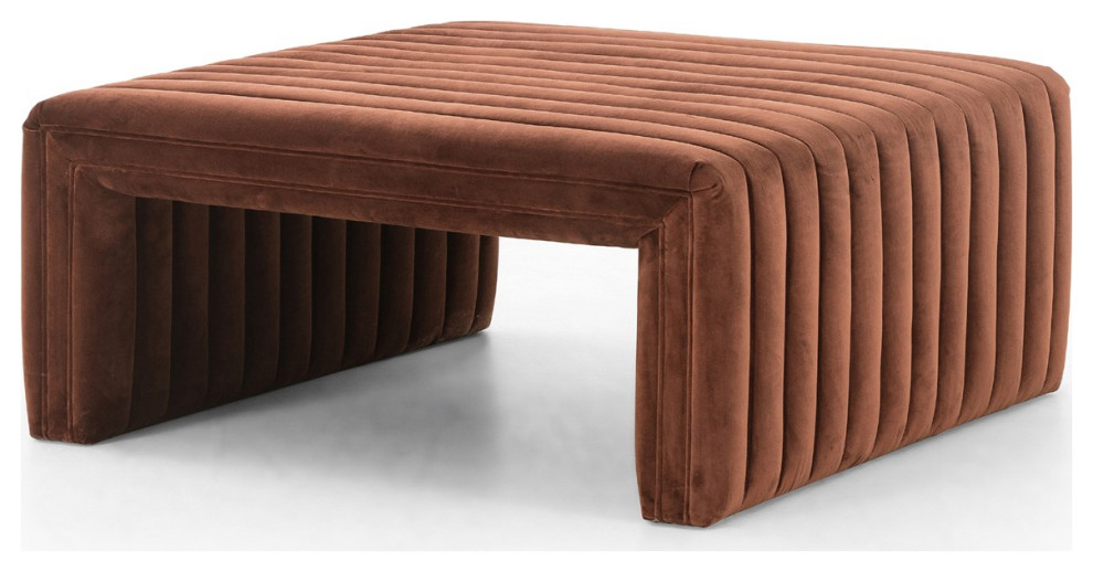 Surrey Auburn Velvet 36'' Luxe Tufted Ottoman