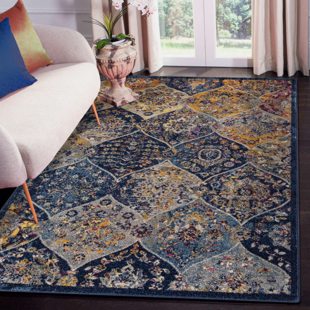Amer Rugs Manhattan Anses 7'9" x 11' Area Rug With Navy And Orange  MAN407911 - Mediterranean - Area Rugs - by GwG Outlet | Houzz