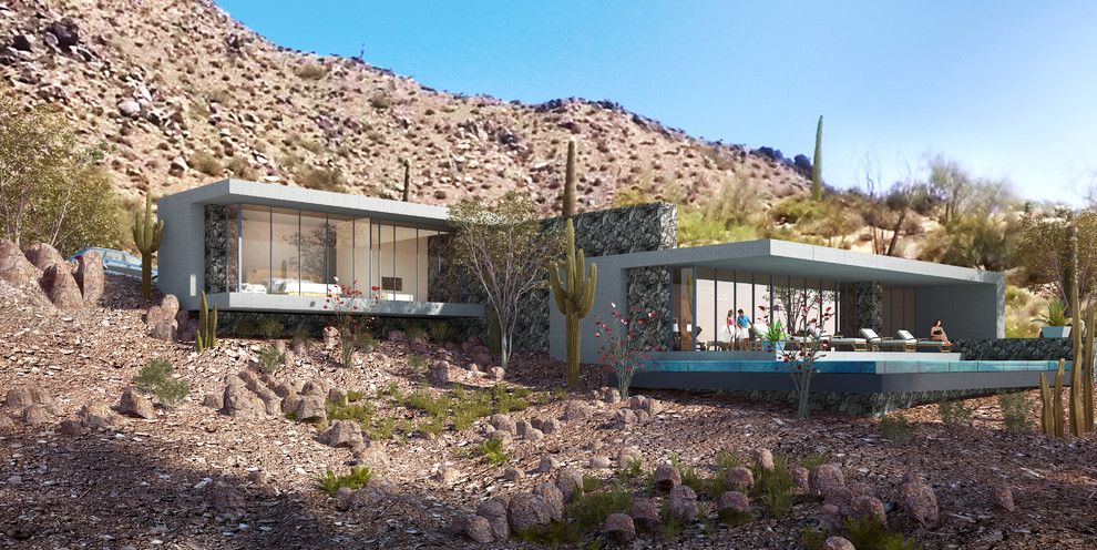 This is an example of a contemporary split-level exterior in Phoenix.