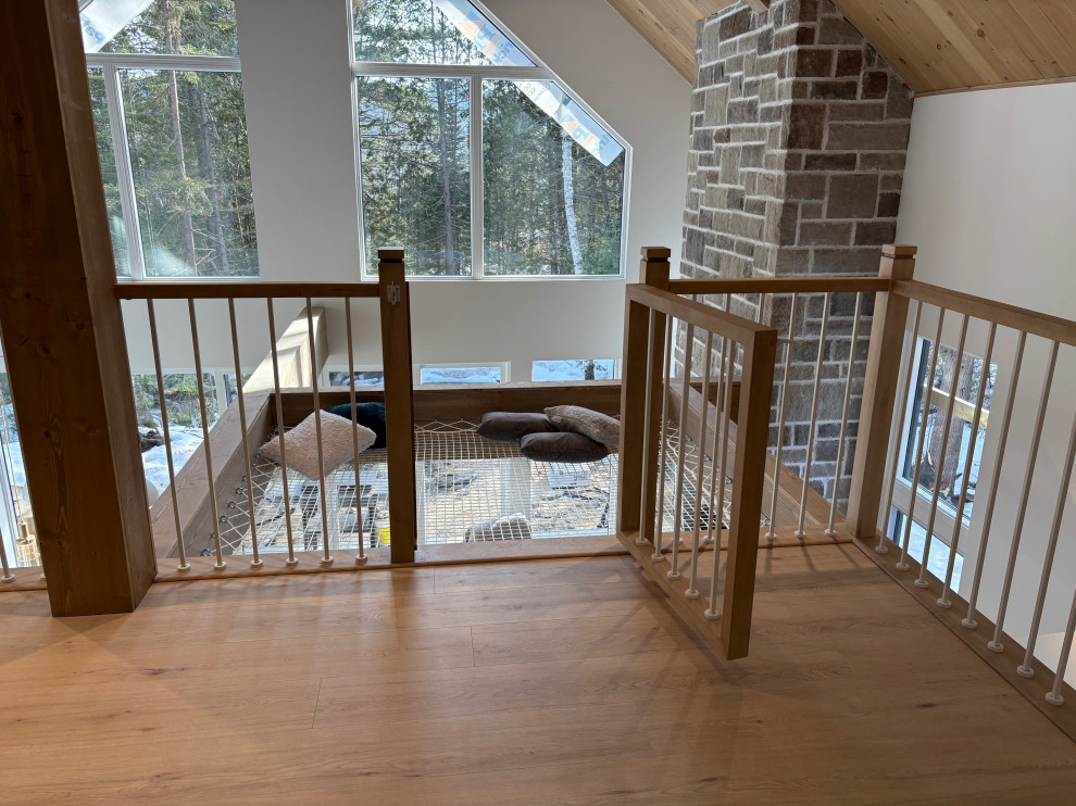 Chalet Railing Modern Chalet Staircase & Loft Railing with Indoor Hammock Net ...