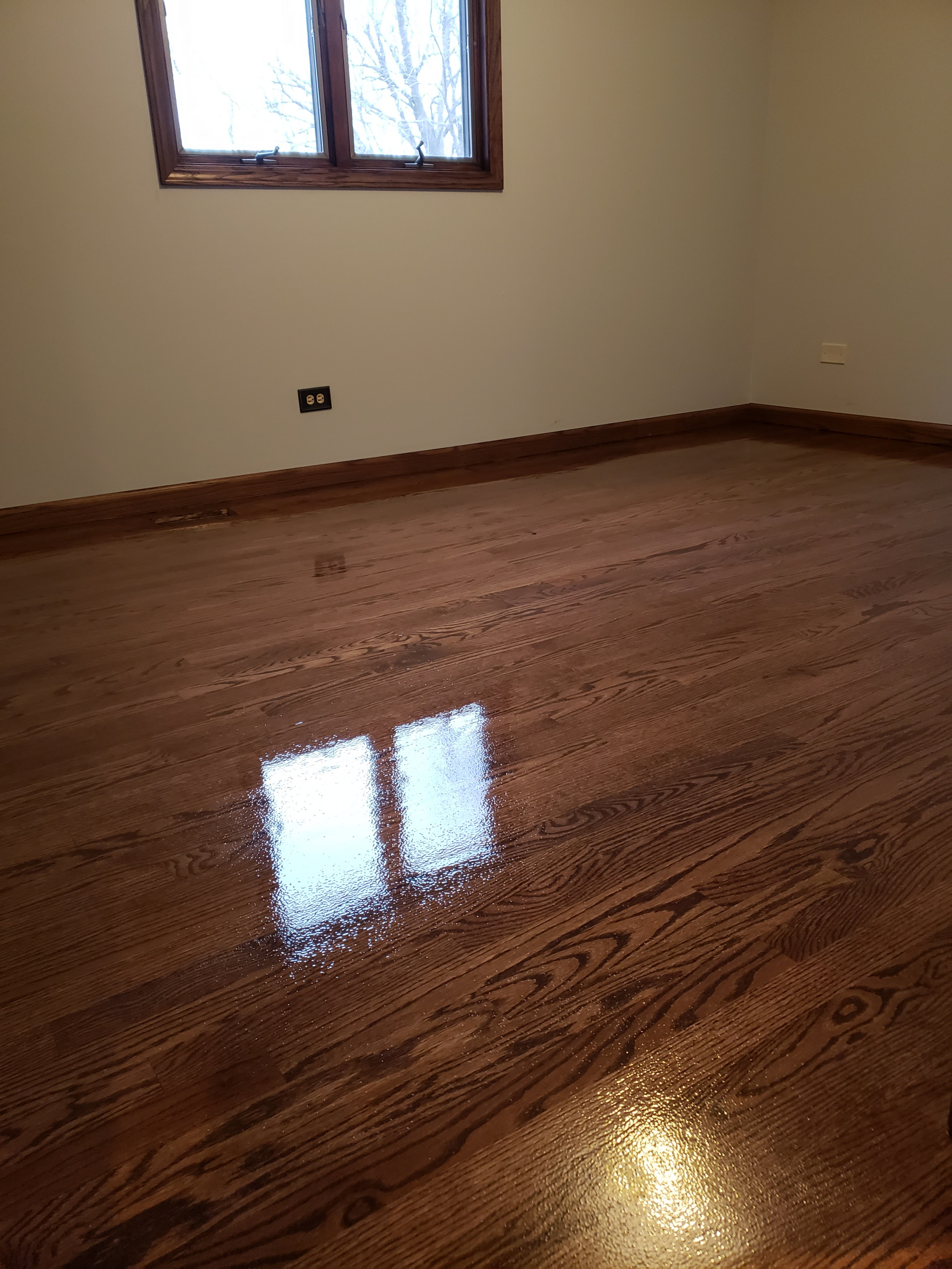 Lake Zurich, red oak stain , 3 coats of Bona Traffic HD
