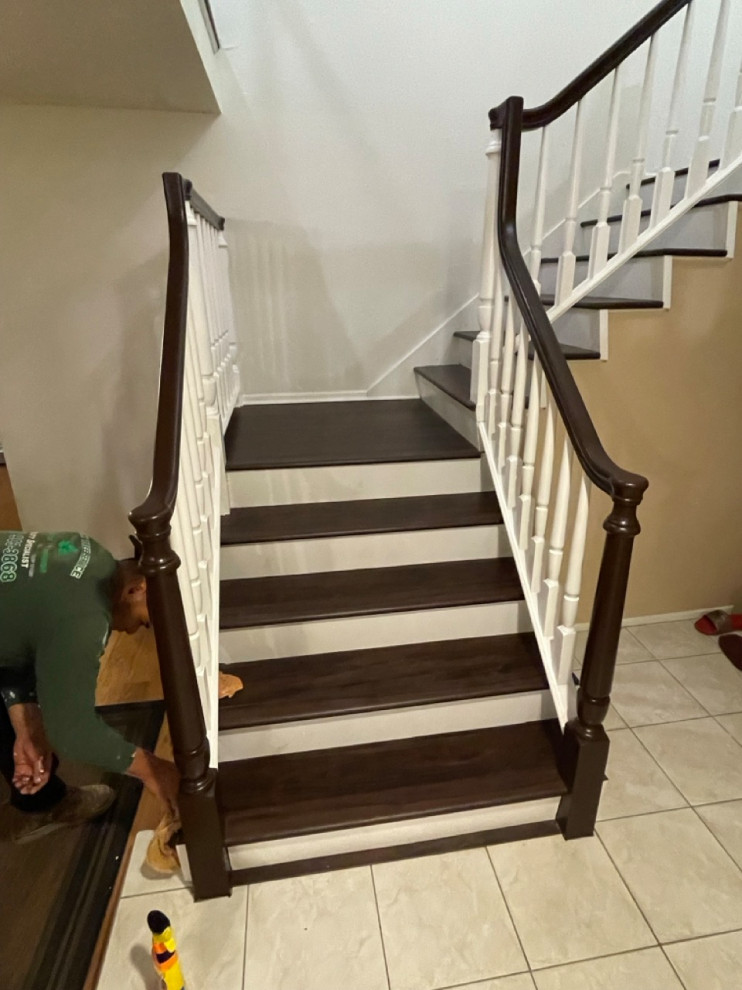 Inspiration for a transitional staircase remodel in Orange County