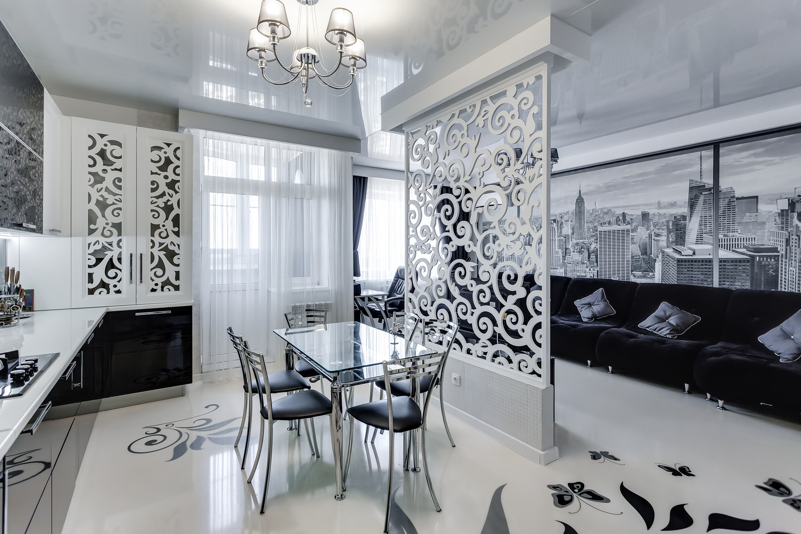 Союз белого и черного в интерьере квартиры