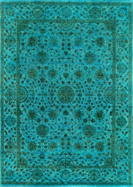 Rugsville Turquoise Overdyed 12260 9x12 Wool Rug Traditional Rugsville Turquoise Overdyed 12260 9x12 Wool Rug