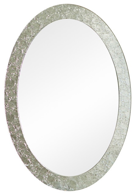 Oval Frame Less Bathroom Vanity Wall Mirror With Elegant Crystal Border Contemporary Mirrors By Hilton Furnitures Houzz - Oval Wall Mirror Bathroom