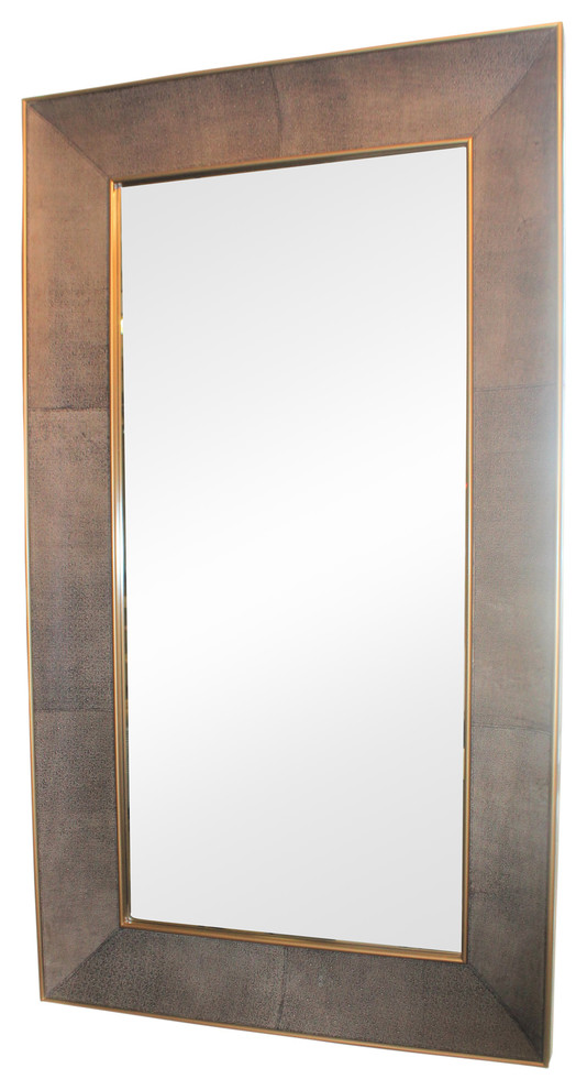 Oversize Leather Faux Shagreen 84" Mirror Wall Floor Leaner Full