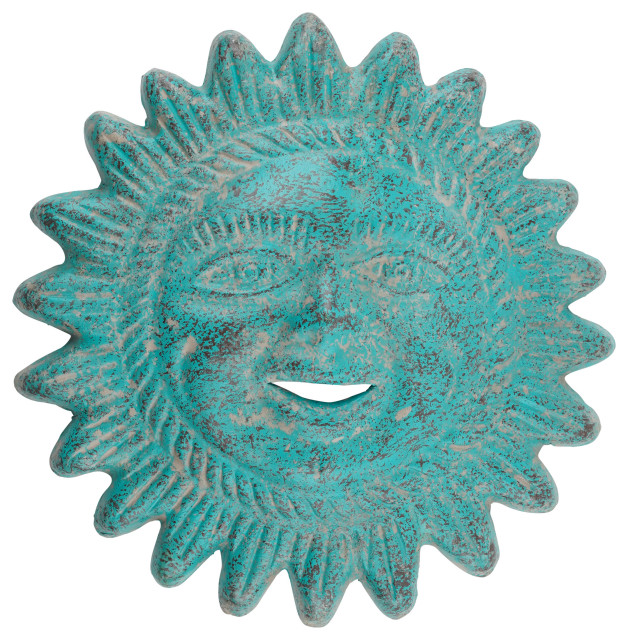 Handmade Cheeky Clay Sun, 13" Farmhouse Outdoor Wall Art by