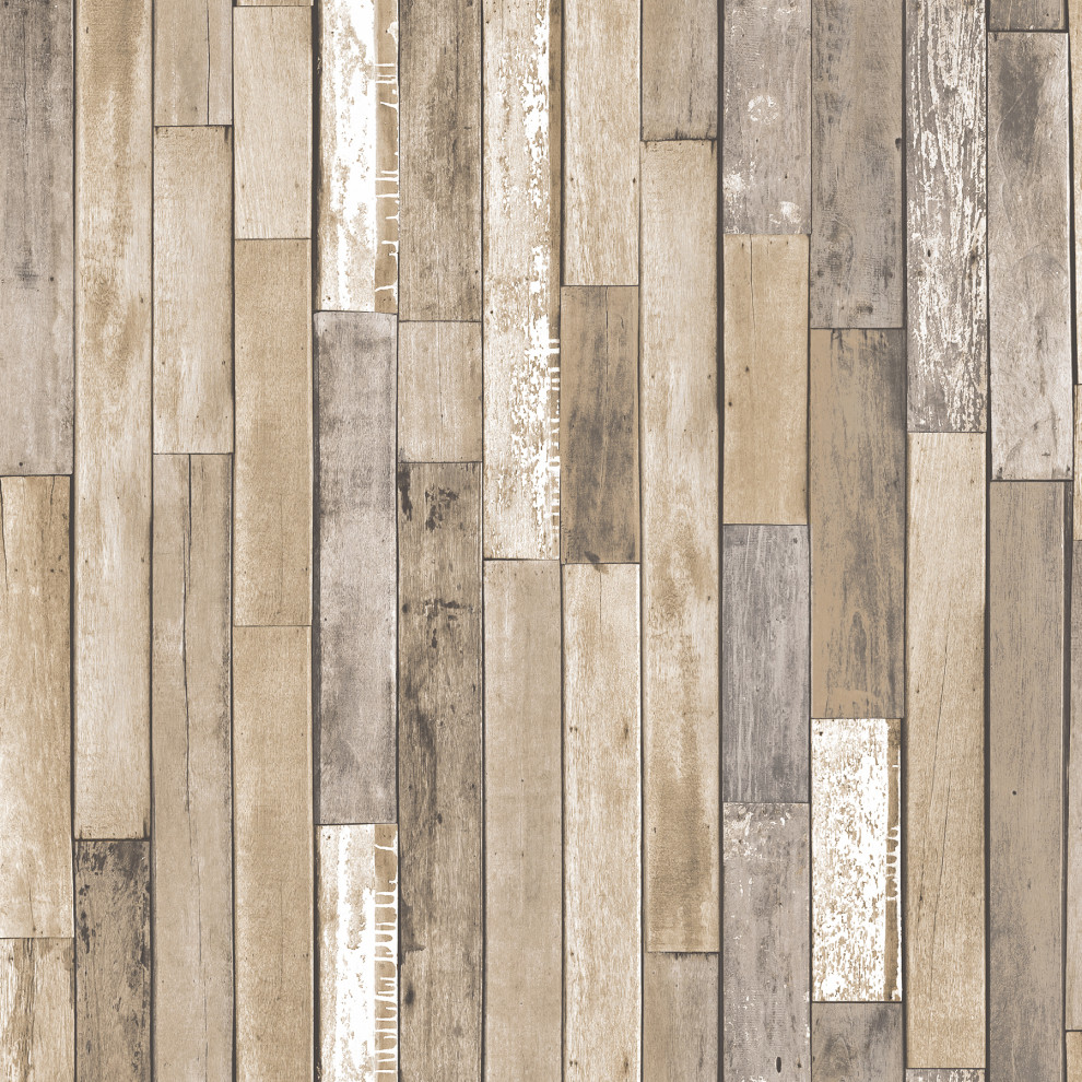 Weathered Plank Barn Peel And Stick Wallpaper - Farmhouse - Wall Decals 