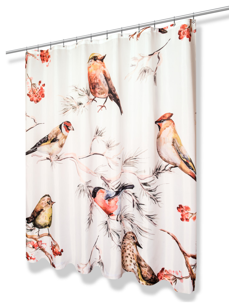 "Song Bird" Fabric Shower Curtain Size 70" x 72" Contemporary