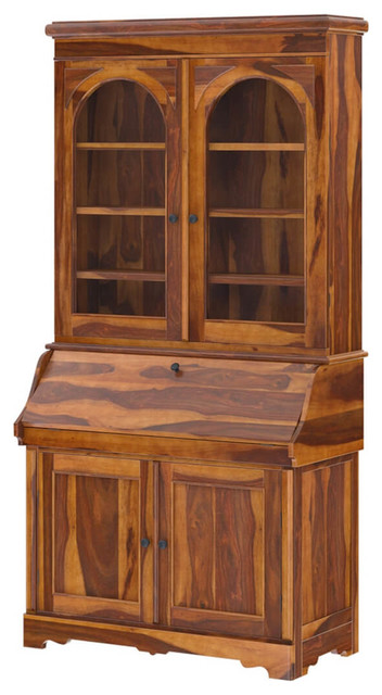 Canistota Tall Drop Front Home Office Secretary Desk With Hutch