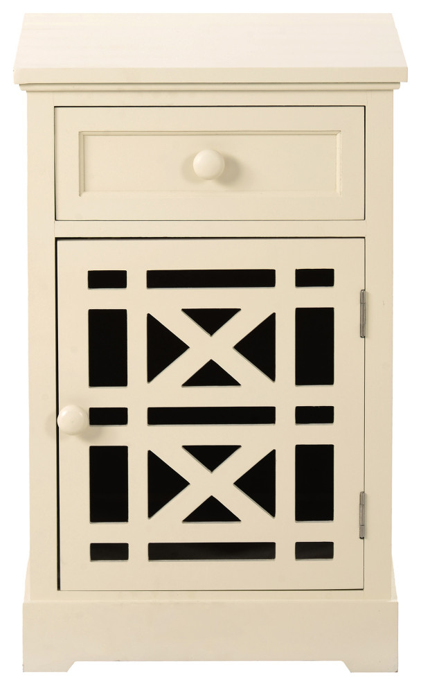 1Drawer Solid Wood End Table with USB Port Transitional Side Tables And End Tables by