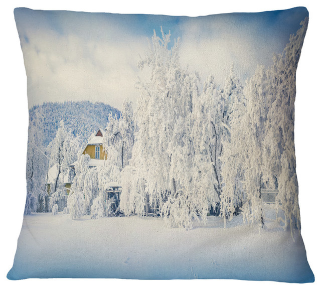 White Winter Mountain Landscape Photography Throw Pillow Contemporary Decorative Pillows By Design Art Usa
