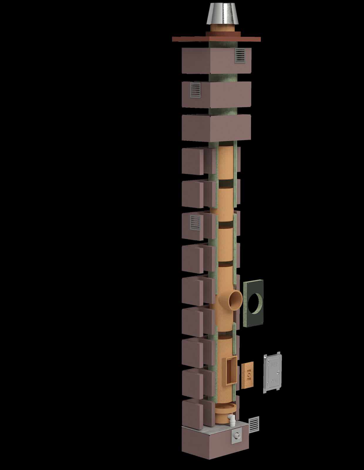 Монтаж керамических дымоходов