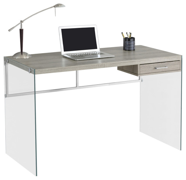 Monarch 48 L Computer Desk Dark Taupe Finish Contemporary Desks Ivana Glass Computer Desk Dark Taupe