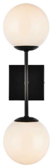 Living District LD2358BK 2 lights black and white glass wall sconce
