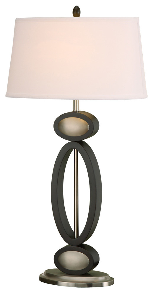 Infinity 33.5" Dark Walnut, Espresso and Brushed Steel Modern Table Lamp