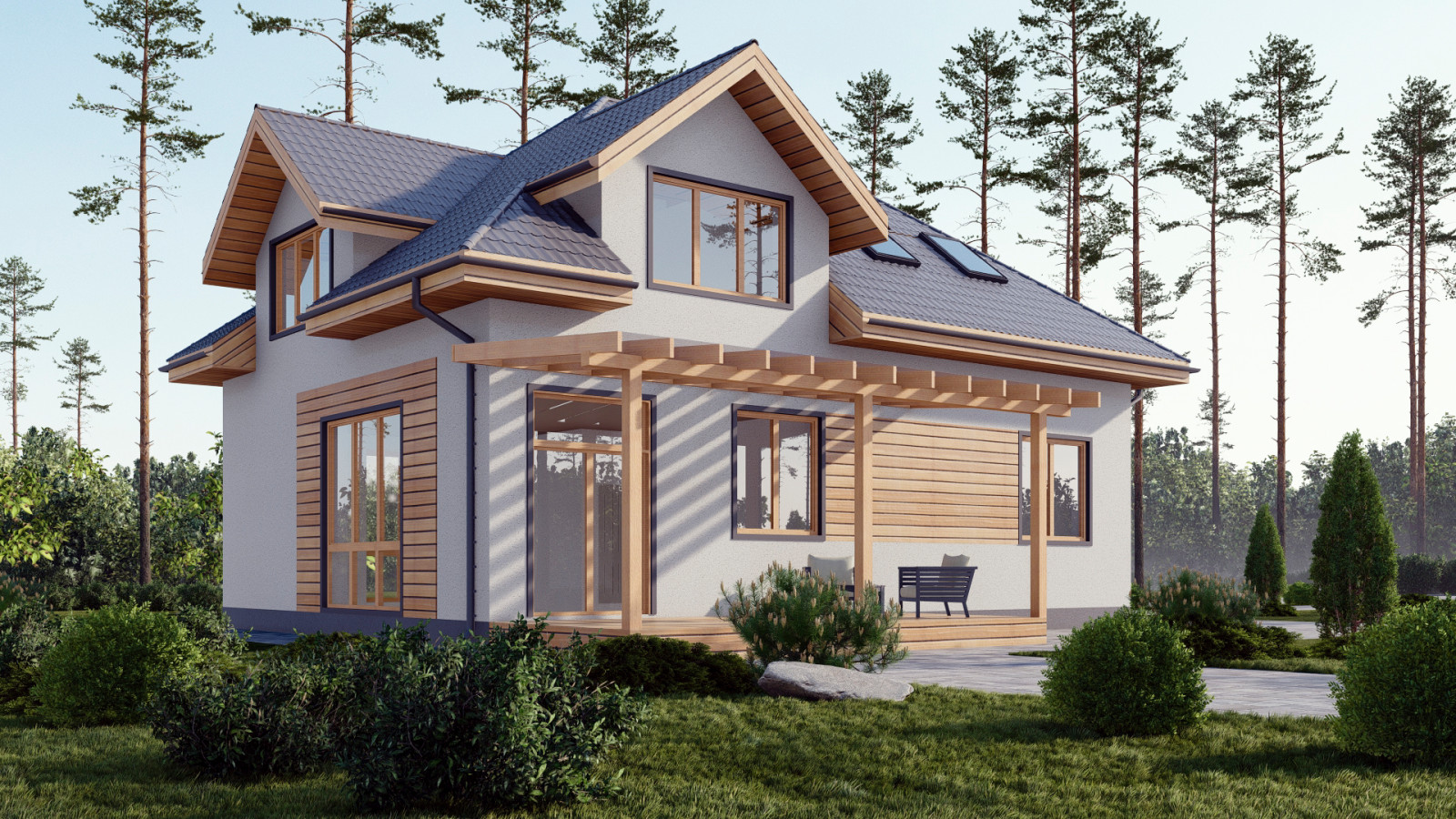 Проект двухэтажного дома в современном европейском стиле.