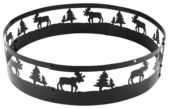 Sunnydaze Black Steel Northwoods Wild Moose Outdoor Campfire Ring