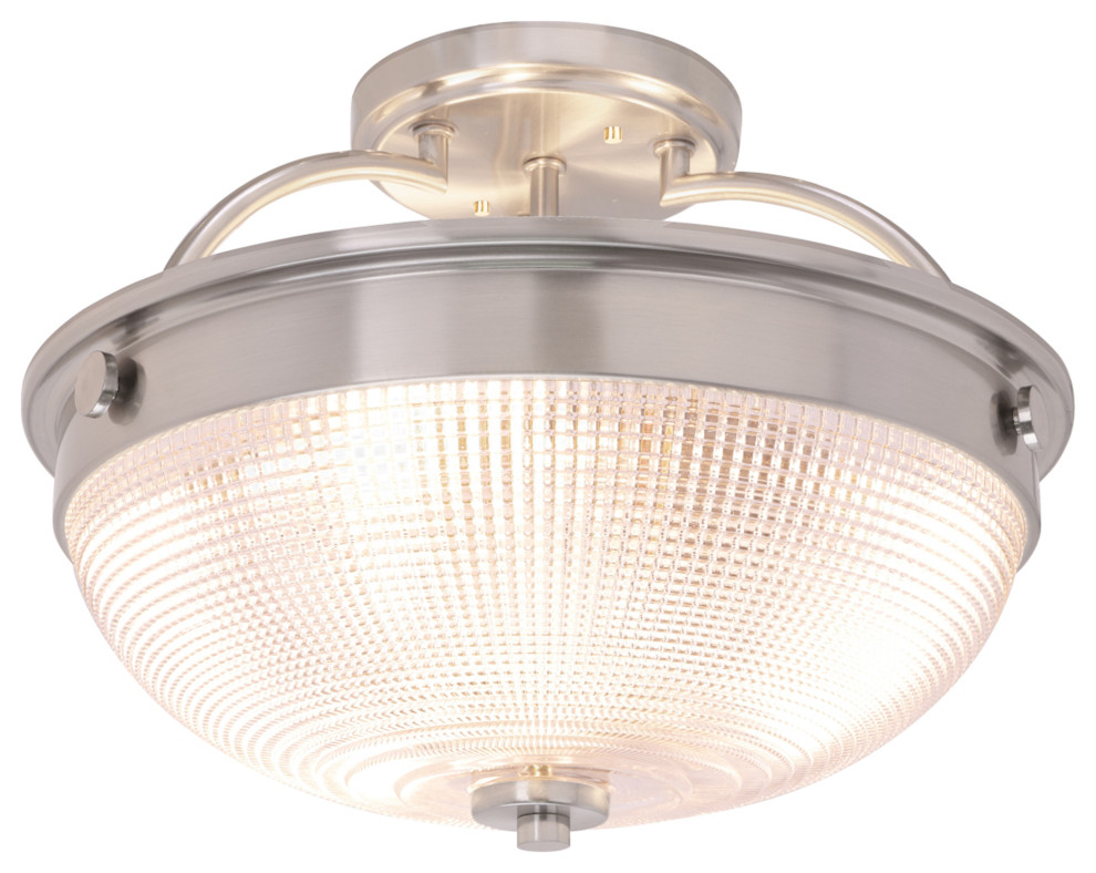 63501 3Light Semi Flush Mount Ceiling Light Fixture, Brushed Nickel