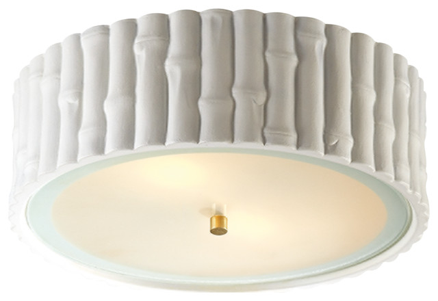 Frank Large Flush Mount in White with Frosted Glass