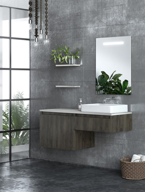 Contemporary Wall Mount Floating Vanity, Vessel Sink Vanity Cabinet Only