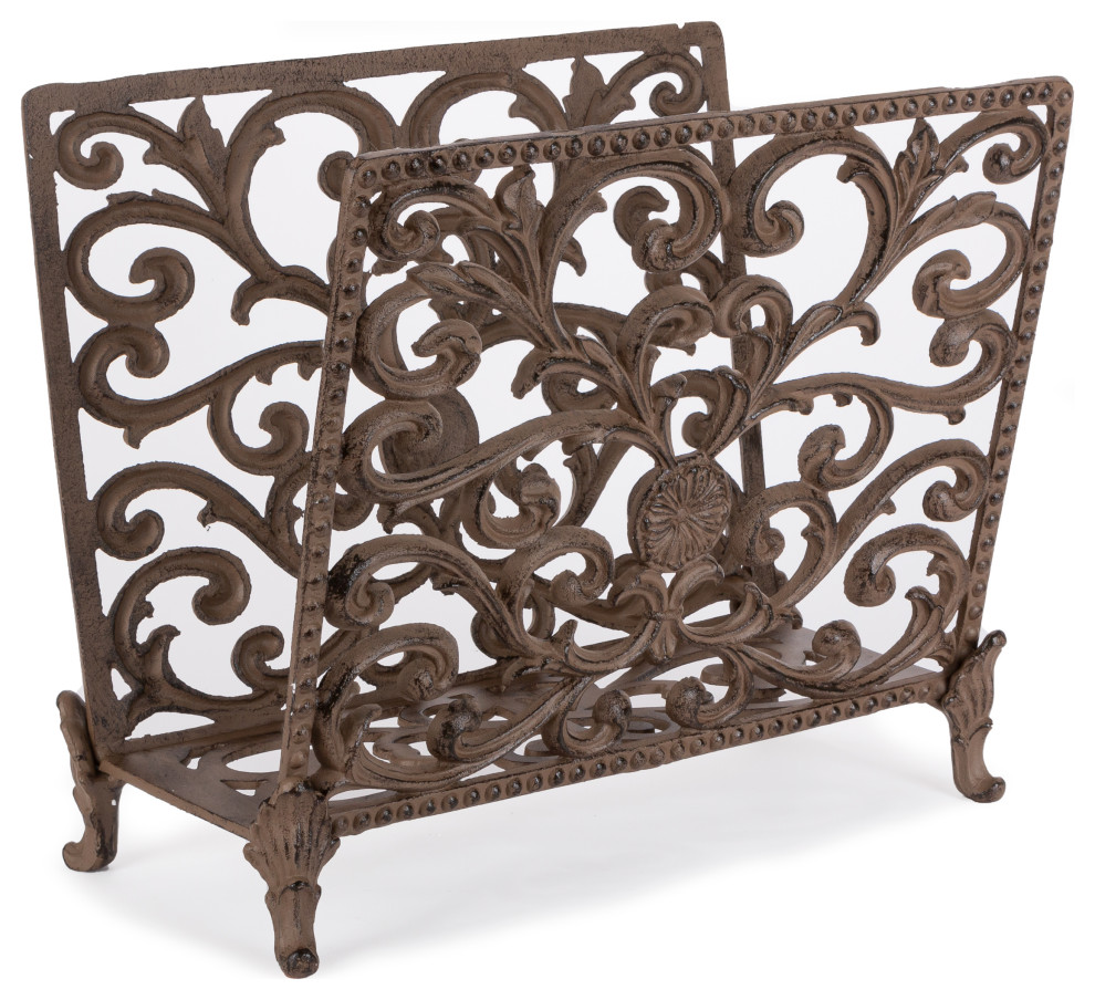 GG Collection Acanthus Magazine And Towel Holder French Country