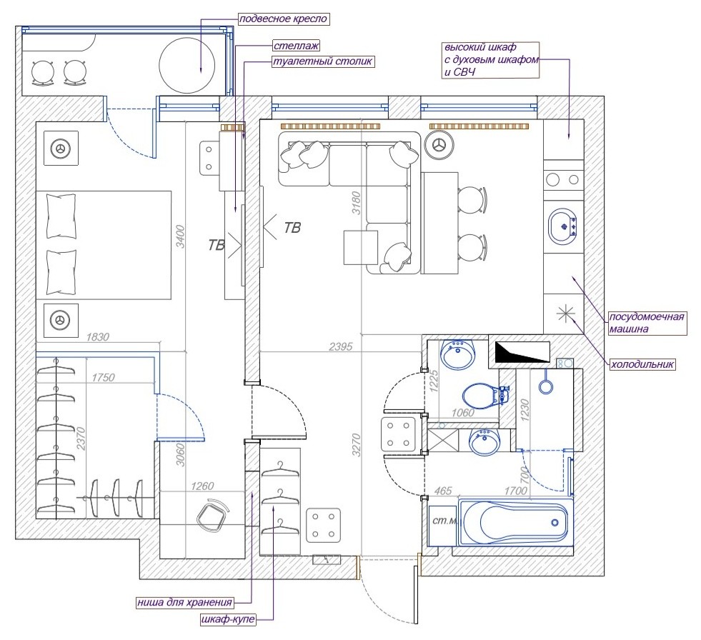 Современная квартира для пары с нотками уютного индастриала